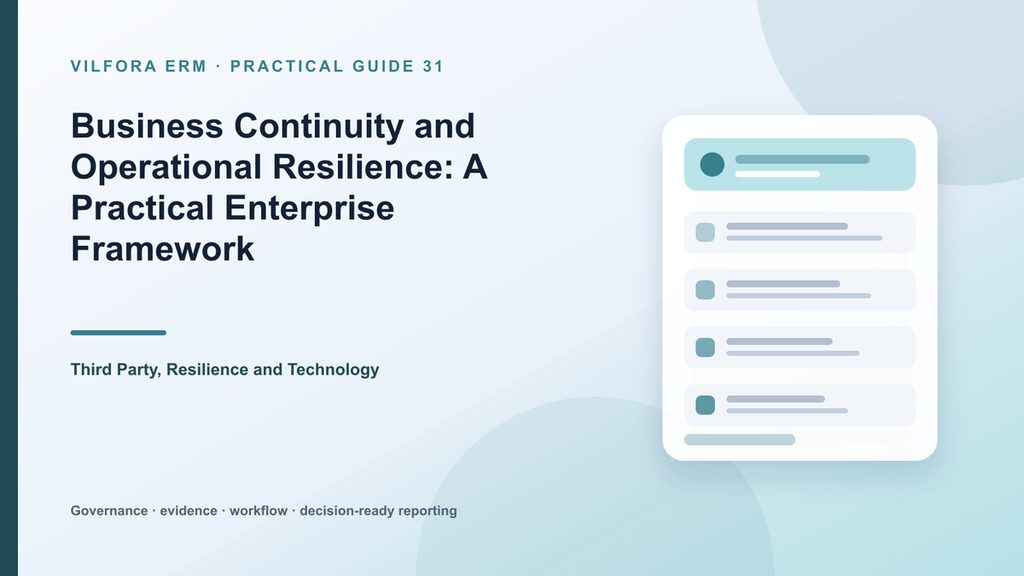 Business continuity and operational resilience solution in Vilfora ERM